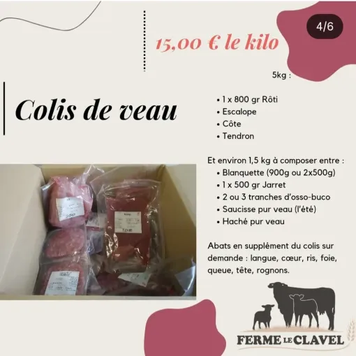 Retour des vacances : réservez vos colis de veau et de steak hachés, Vallesvilles, Ferme Le Clavel